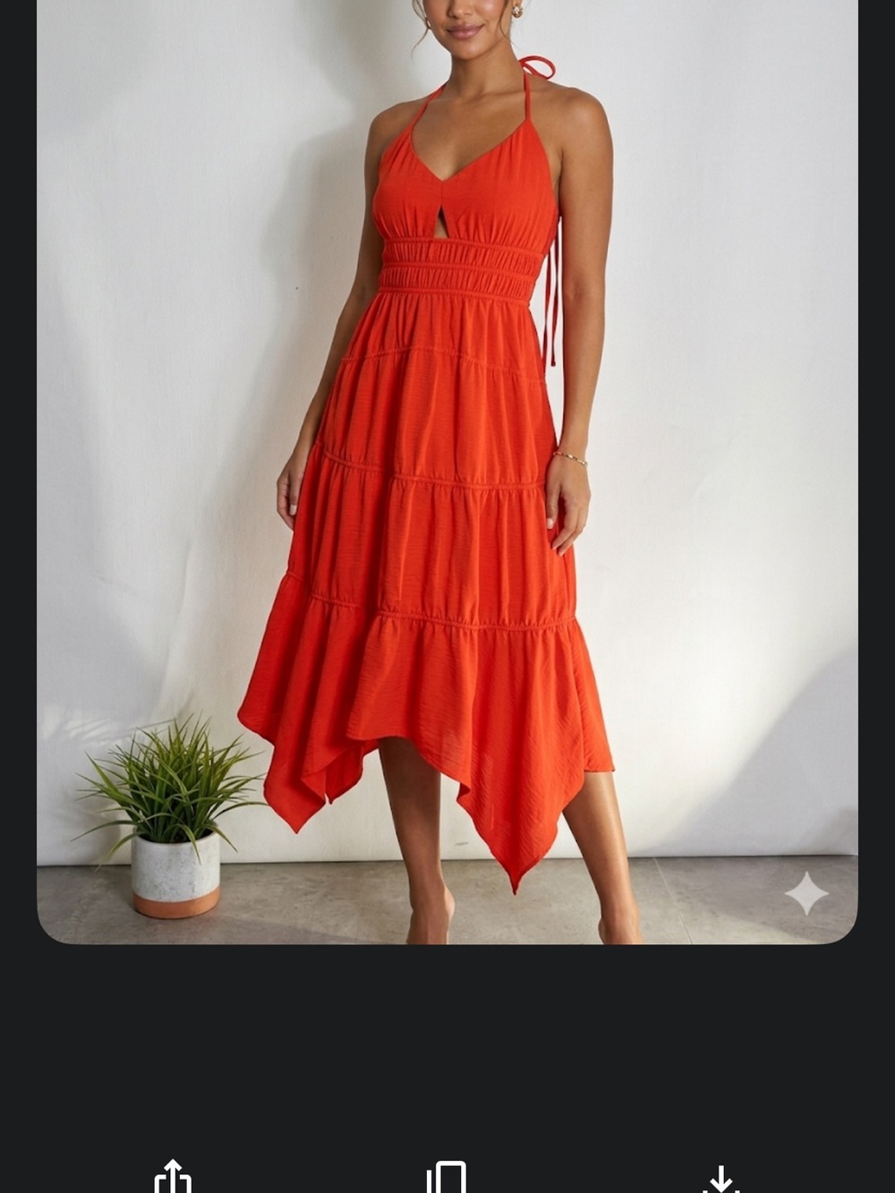 Monteau size L new Orange Halter High-Low Midi Dress